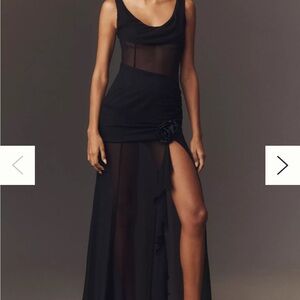 Delfi Collective Serena Silk Maxi Dress NWT black XS